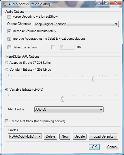 Audio Configuration Dialog